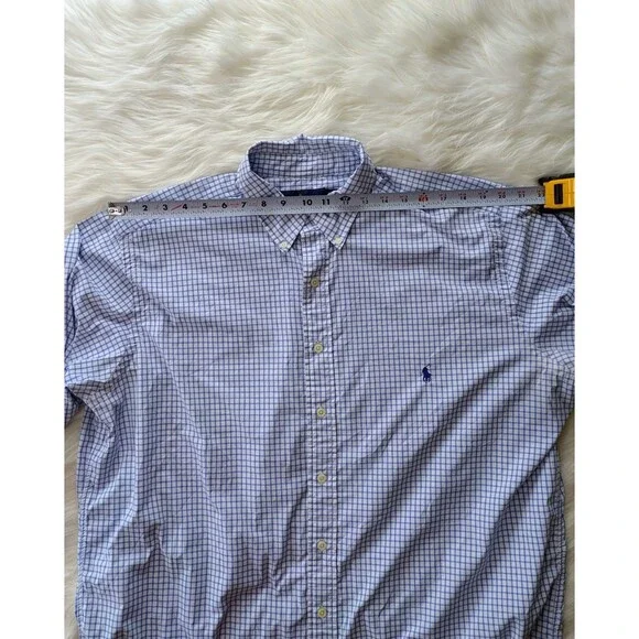 Polo Ralph Lauren Shirt Mens XLT Blue  Gingham Performance Button Down Shirt - Picture 7 of 11